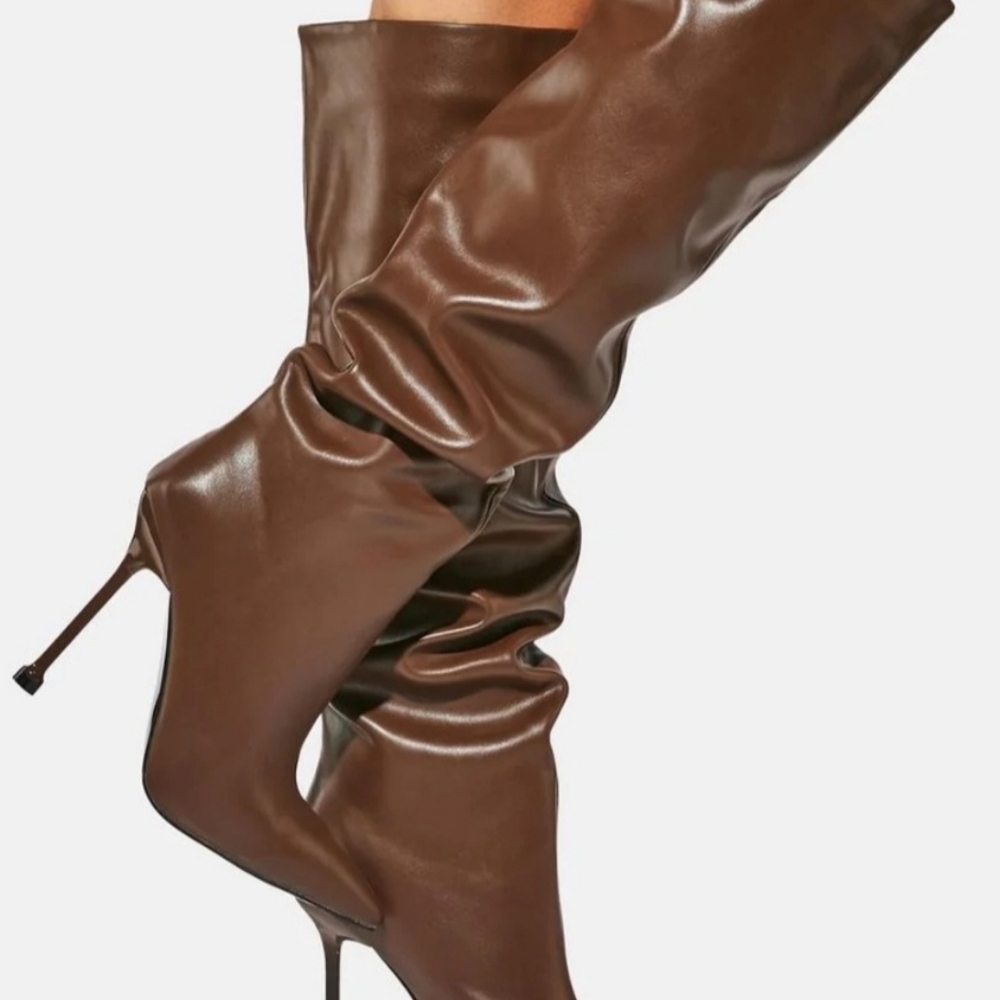 Brown slouchy boots
